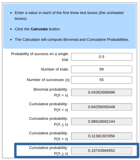 Binomial calculator