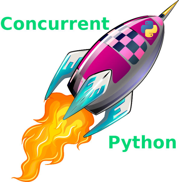 Concurrent python text with a rocketship